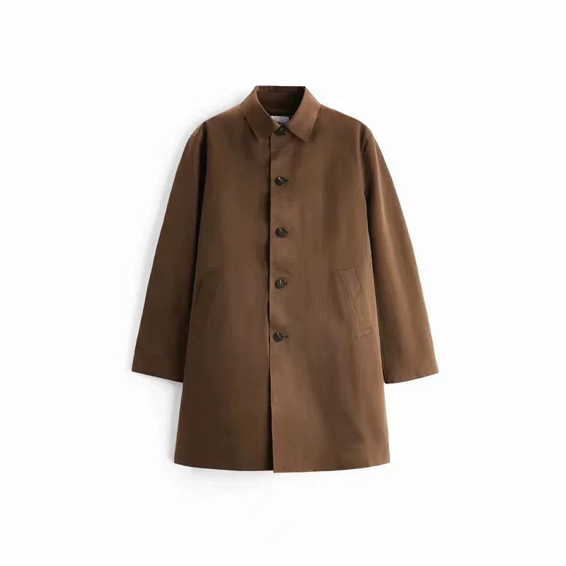 Windproof Mid-Length Trench Coat