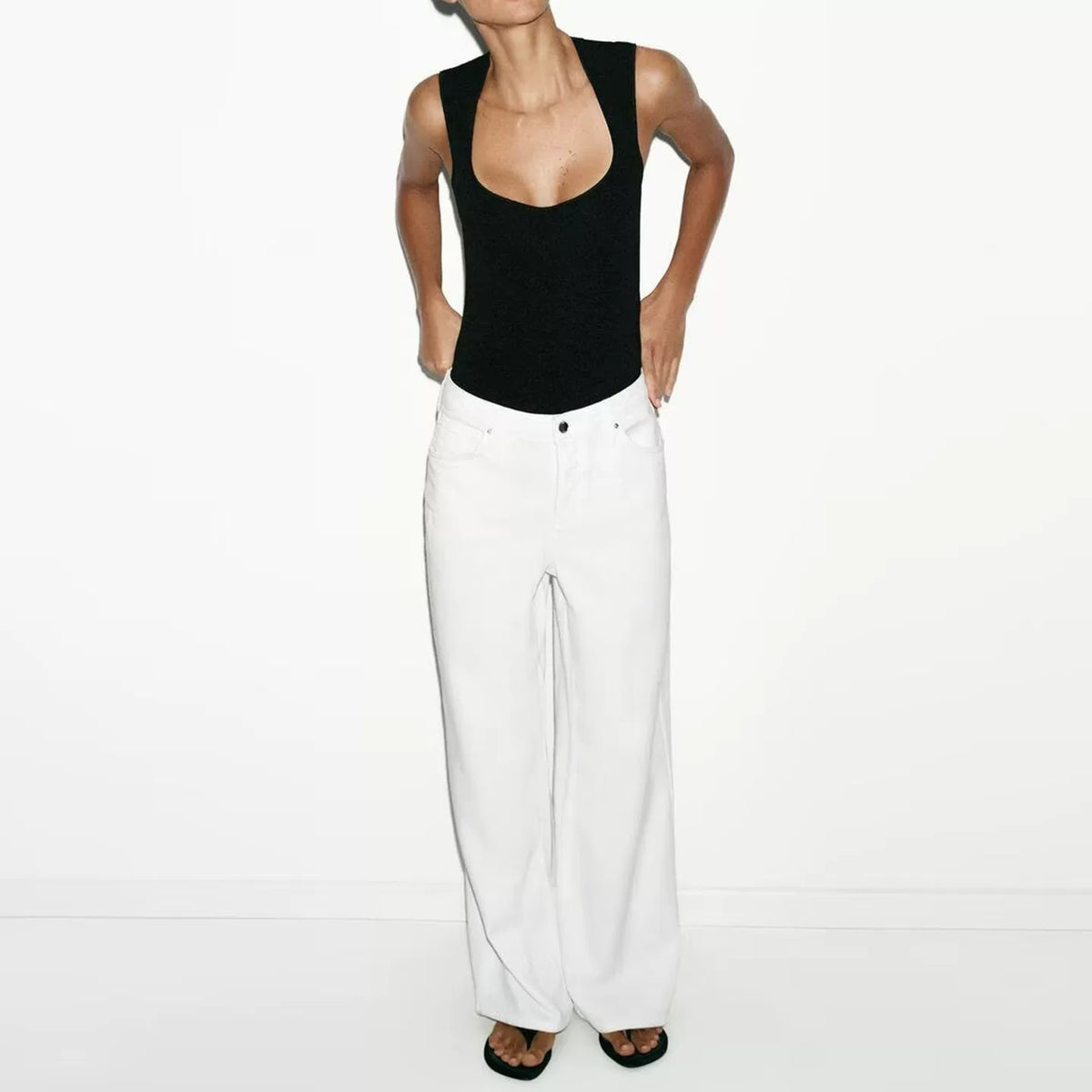 Square-Neck Stretch Bodysuit