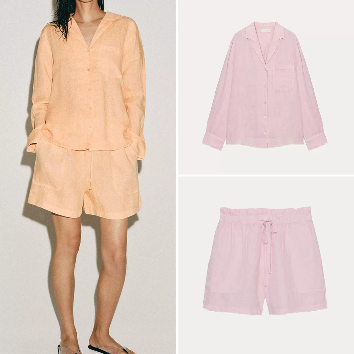 Pocket Shirt and Tie-Waist Shorts Set