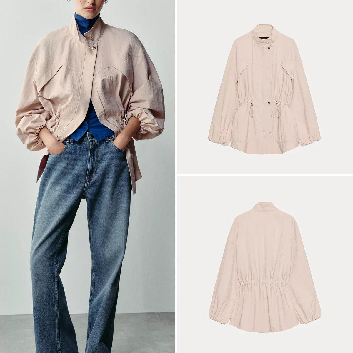 Cinched Stand-Collar Jacket