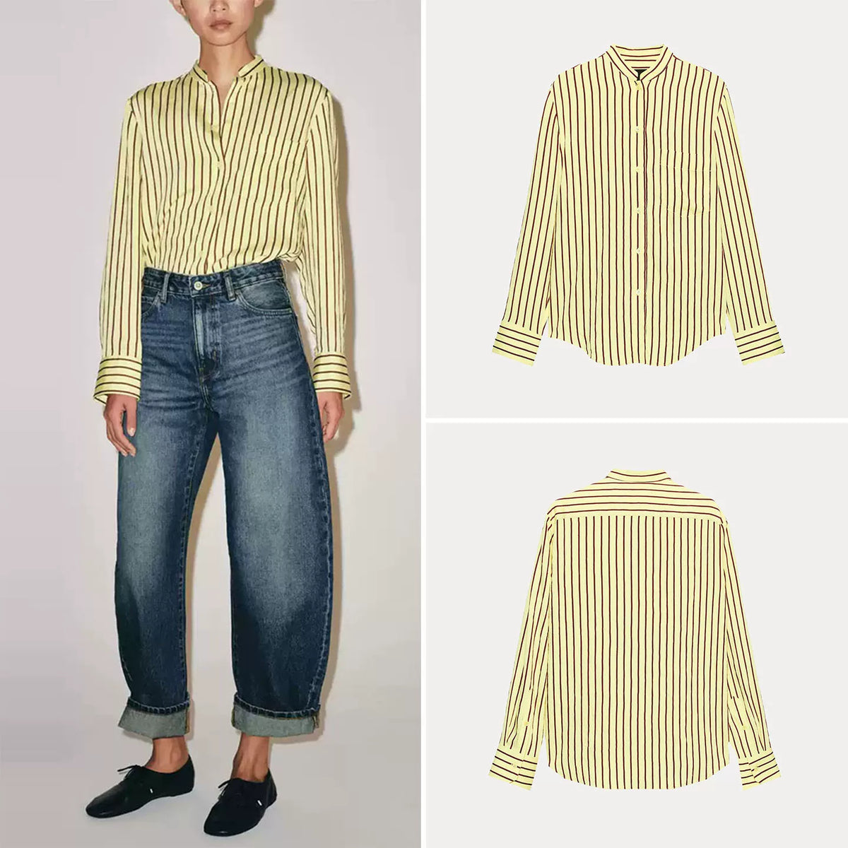 Striped Crew-Neck Pocket Shirt
