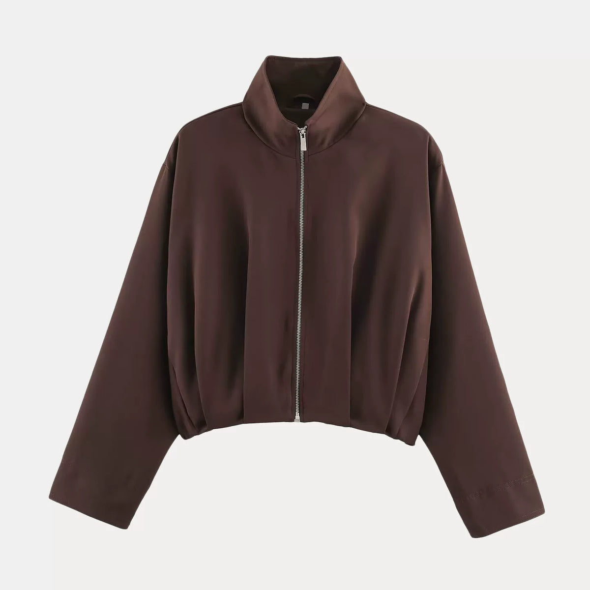 Stand-Collar Zip Bomber Jacket