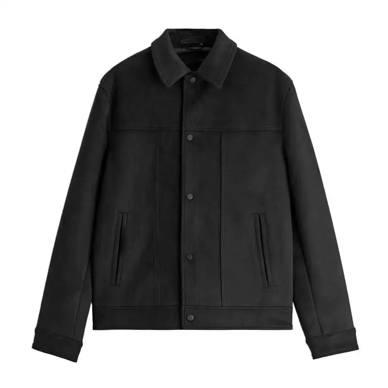 Suede-Effect Single-Breasted Jacket