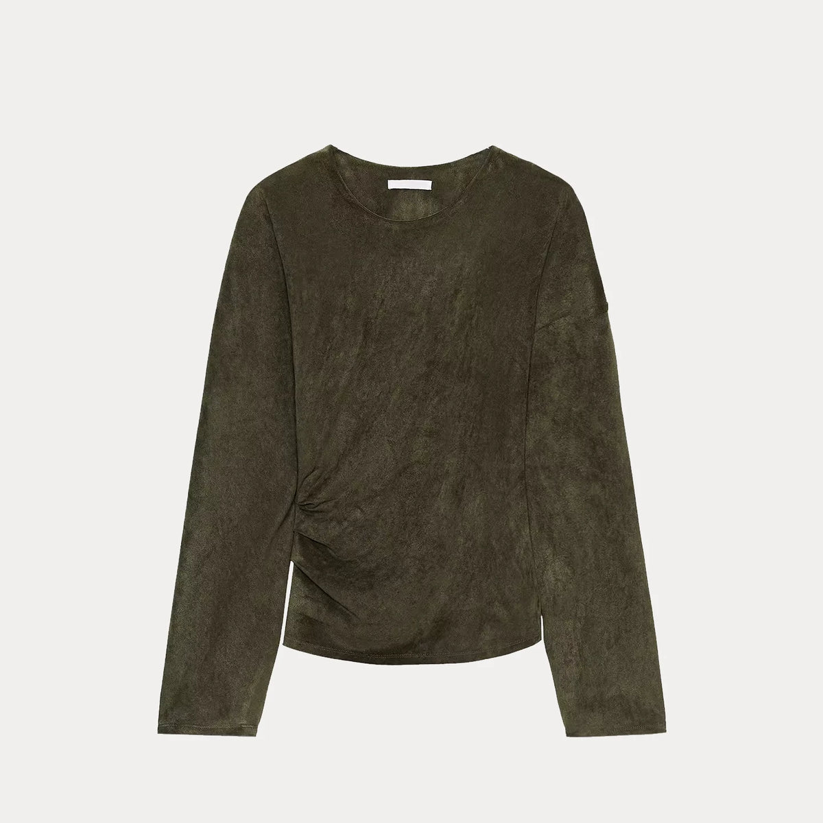 Suede-Effect Ruched Top and Trousers Set