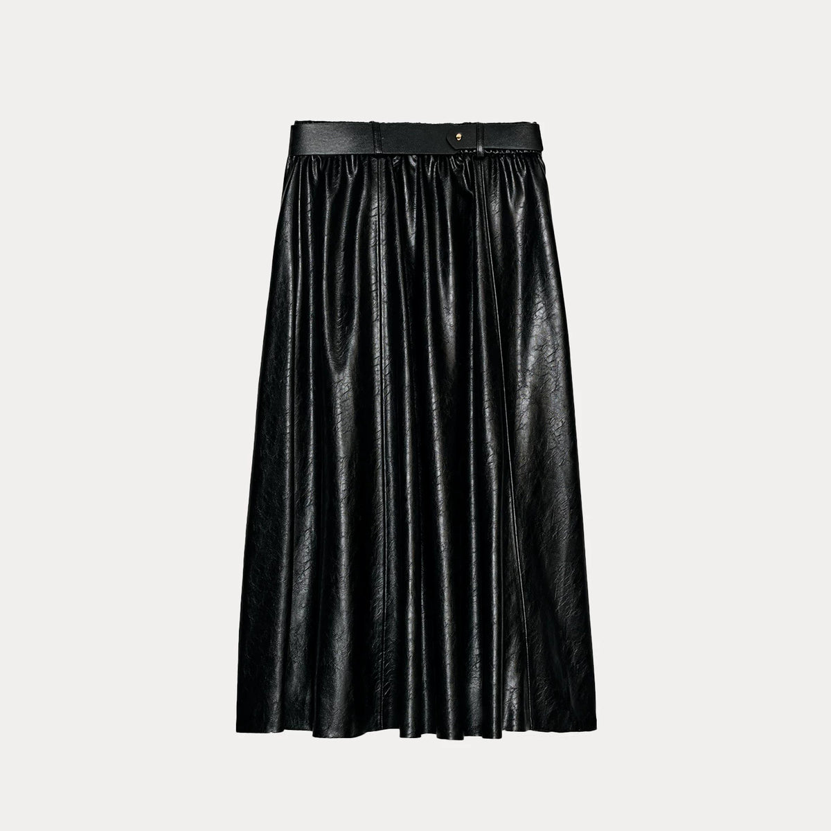 Belted Faux Leather Cape Skirt