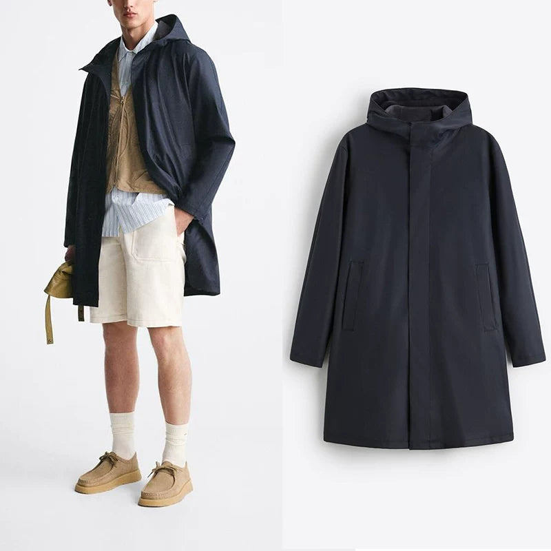 Coated Faux Leather Hooded Parka