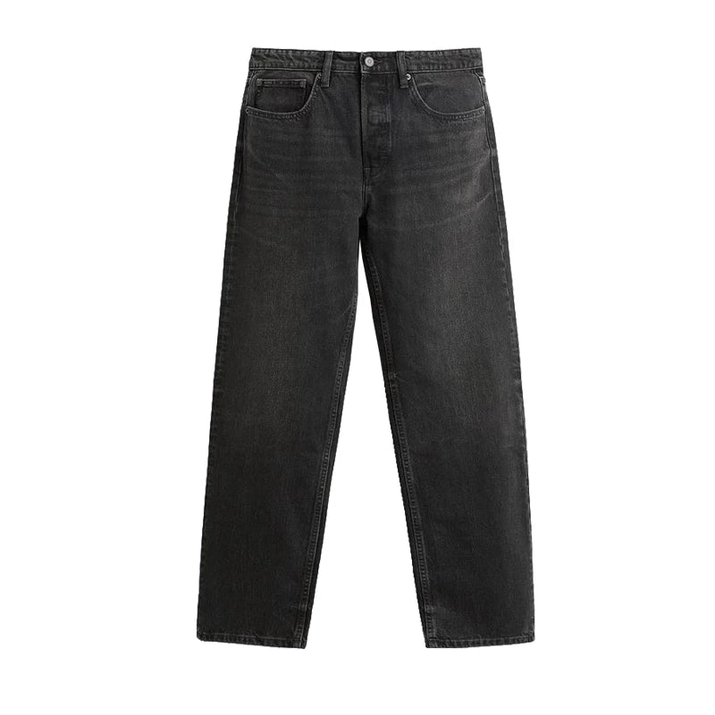 Washed Vintage Straight Jeans in Carbon