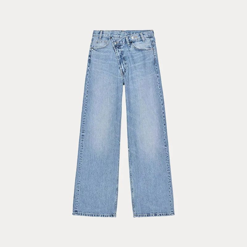 Double-Breasted Wide-Leg Jeans