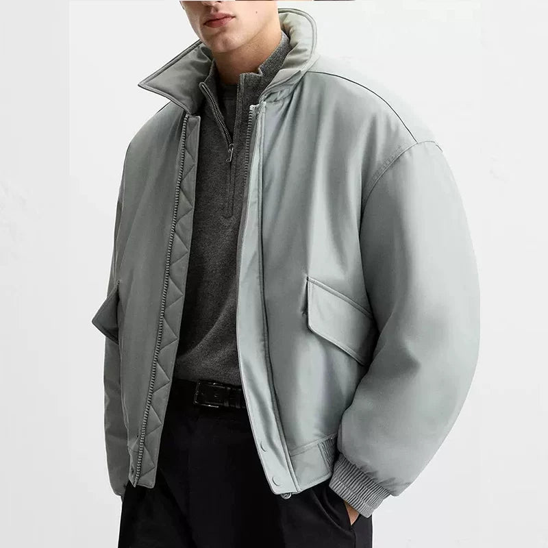 Faux Leather Aviator Jacket