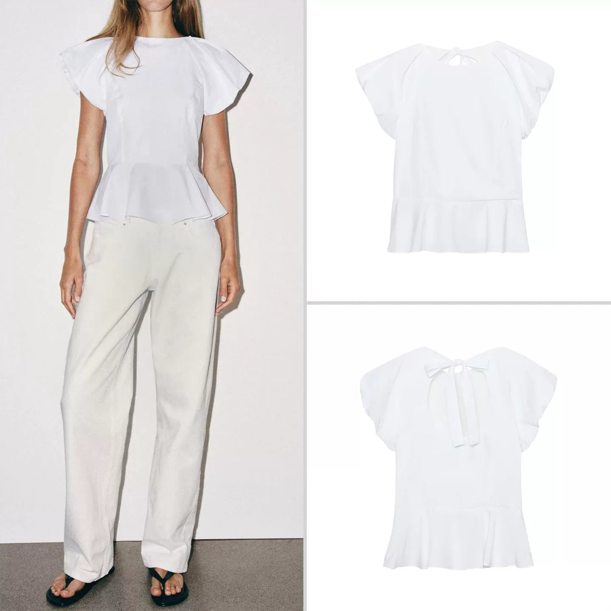 Open-Back Tie Flutter Sleeve Top