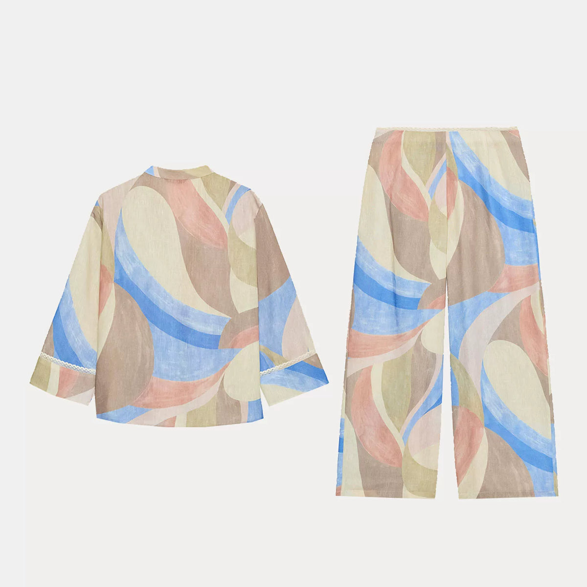 Floral Shirt and Wide-Leg Trouser Set