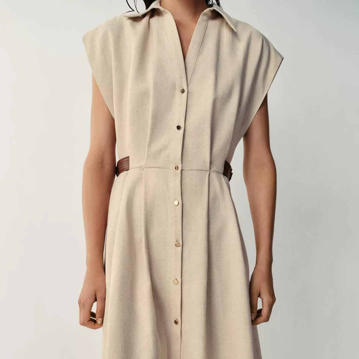 Long Sleeveless Shirt Dress
