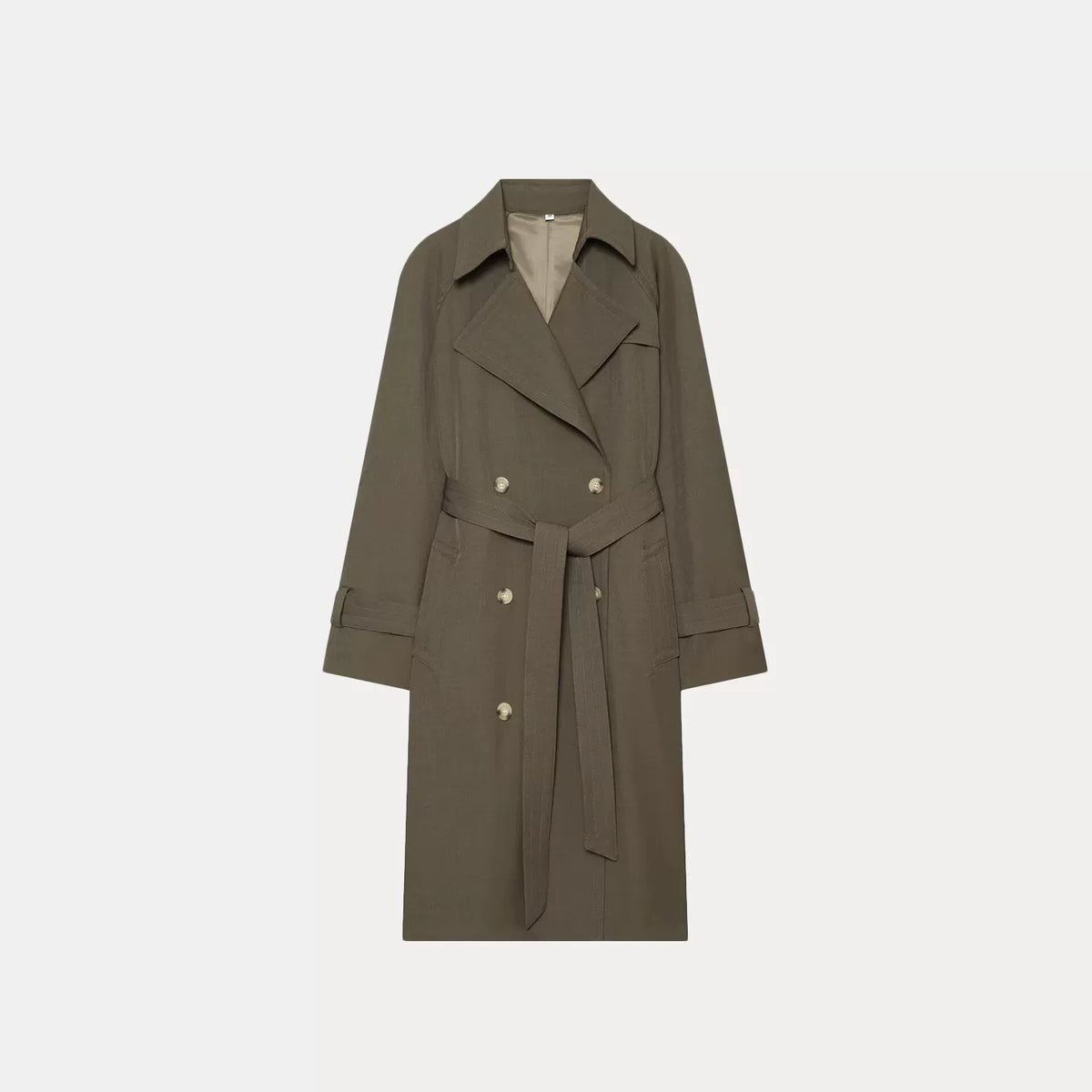 Two-Tone Collared Tie-Waist Trench