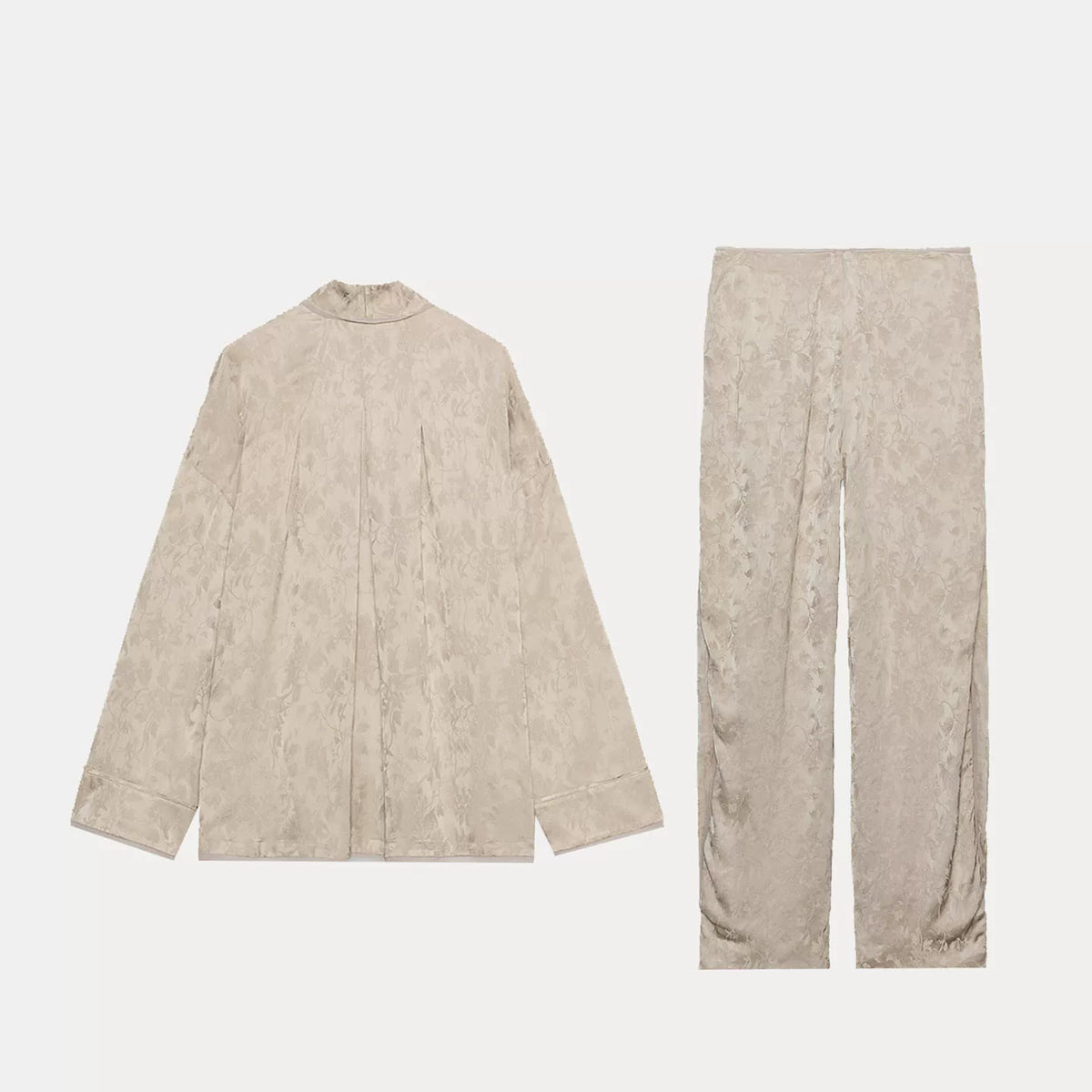 Jacquard Blazer and Pleated Trousers Set