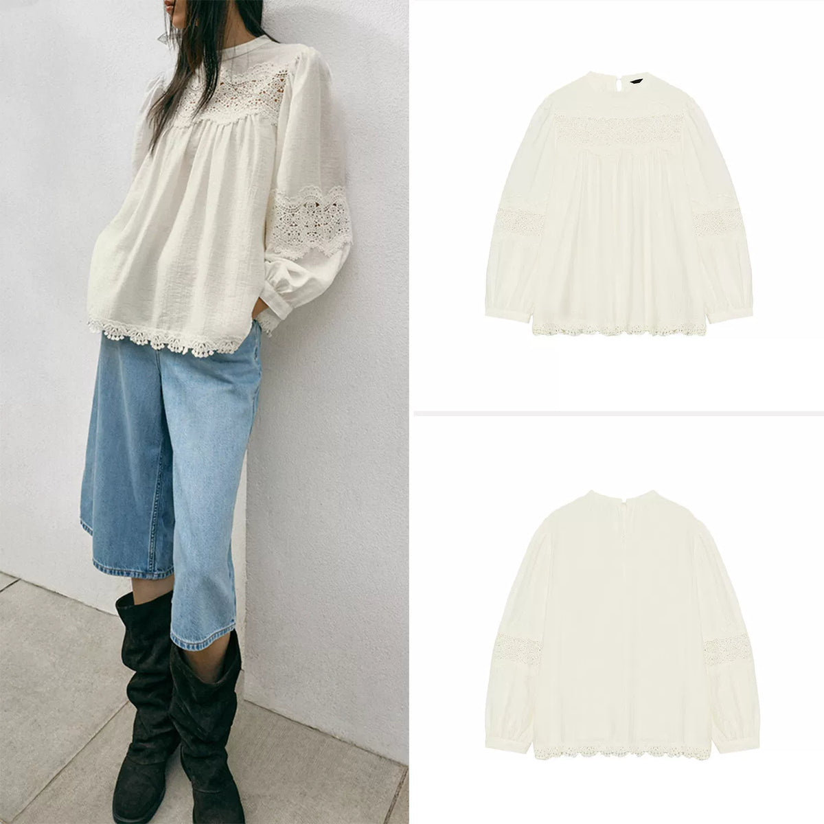 Romantic Lace Long-Sleeve Shirt
