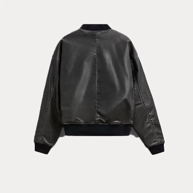 Faux Leather Moto Aviator Jacket