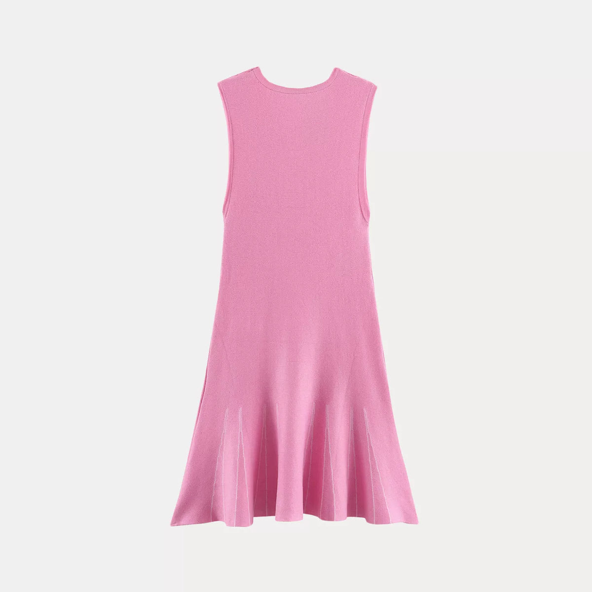 Metal-Button Pleated Knit Dress