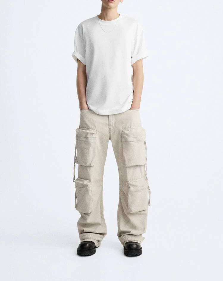 Wide-Leg Utility Pocket Jeans
