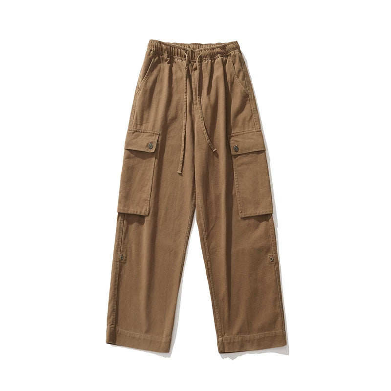 Washed Khaki Cargo Trousers