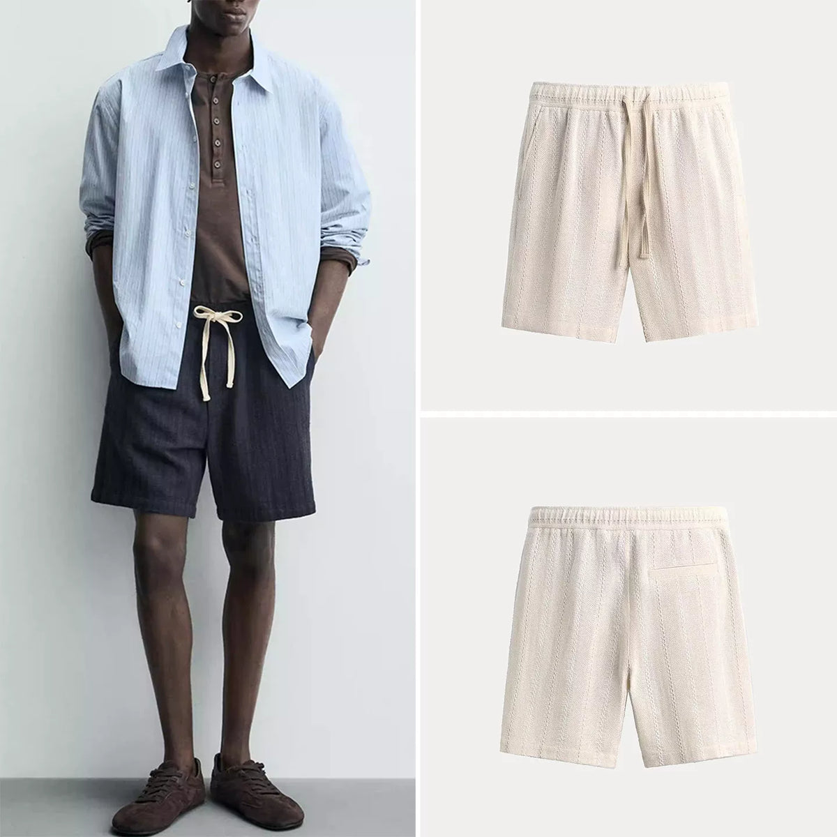 Geometric Jacquard Relaxed Shorts
