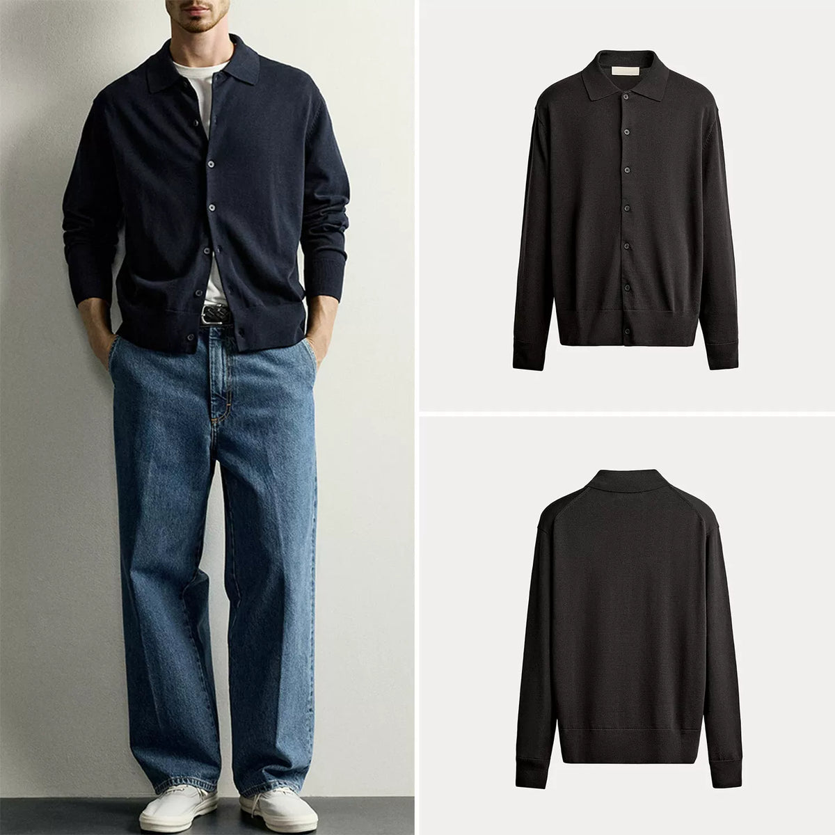 Slim Collared Knit Cardigan