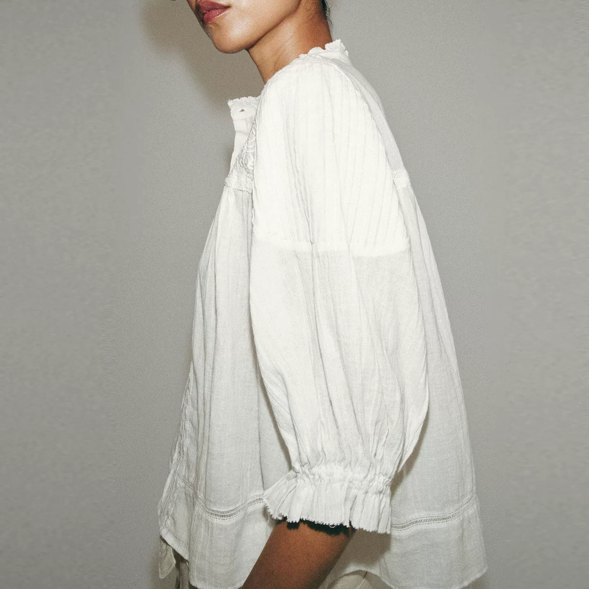 Relaxed Stand-Collar Shirt