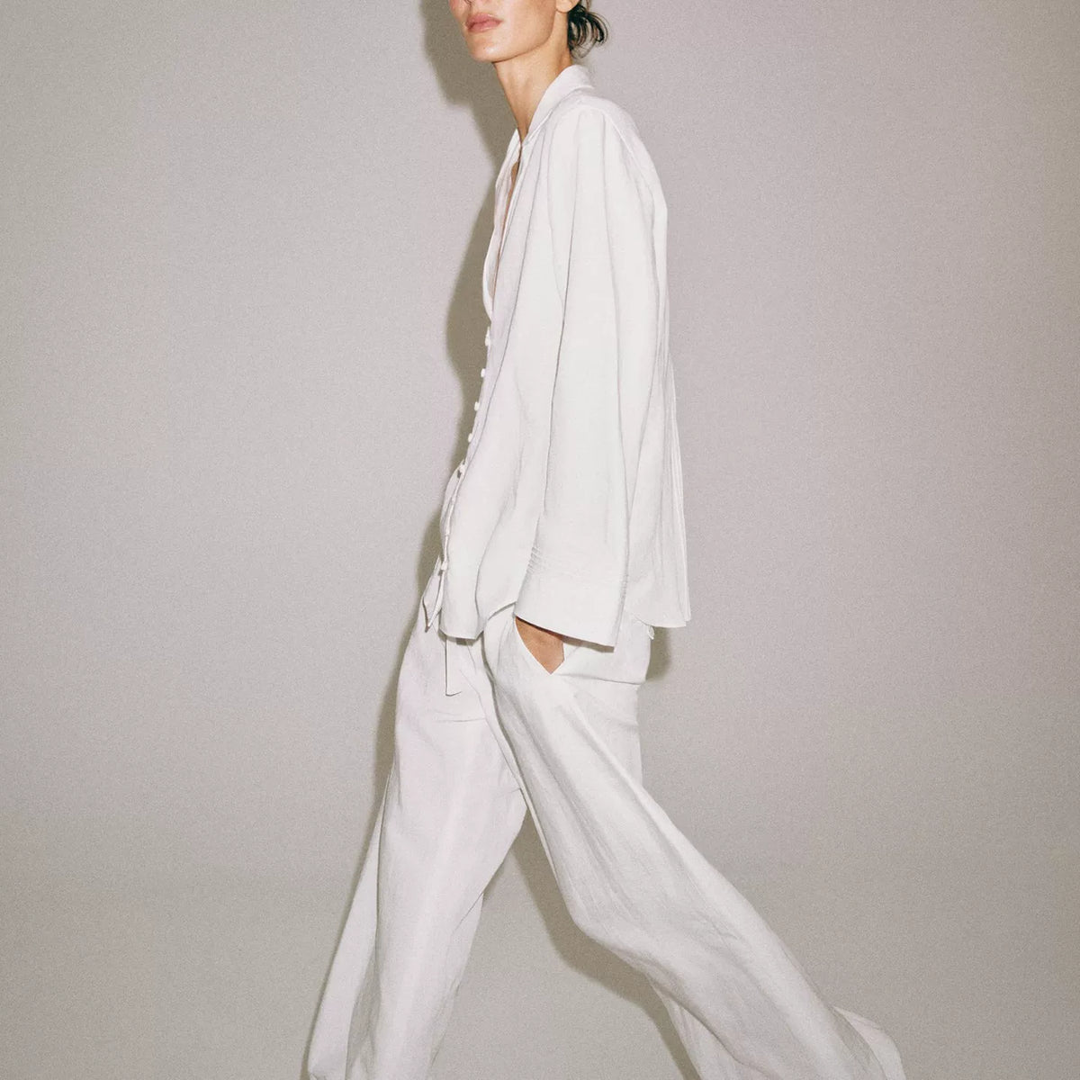 Button-Up Shirt and Lantern Trousers Set