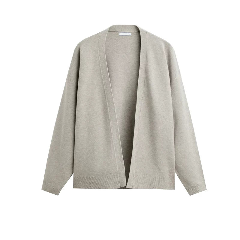 Open-Collar Knit Cardigan