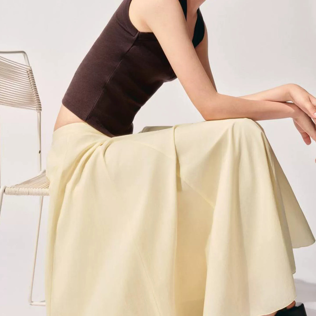 Wide-Hem Midi Skirt