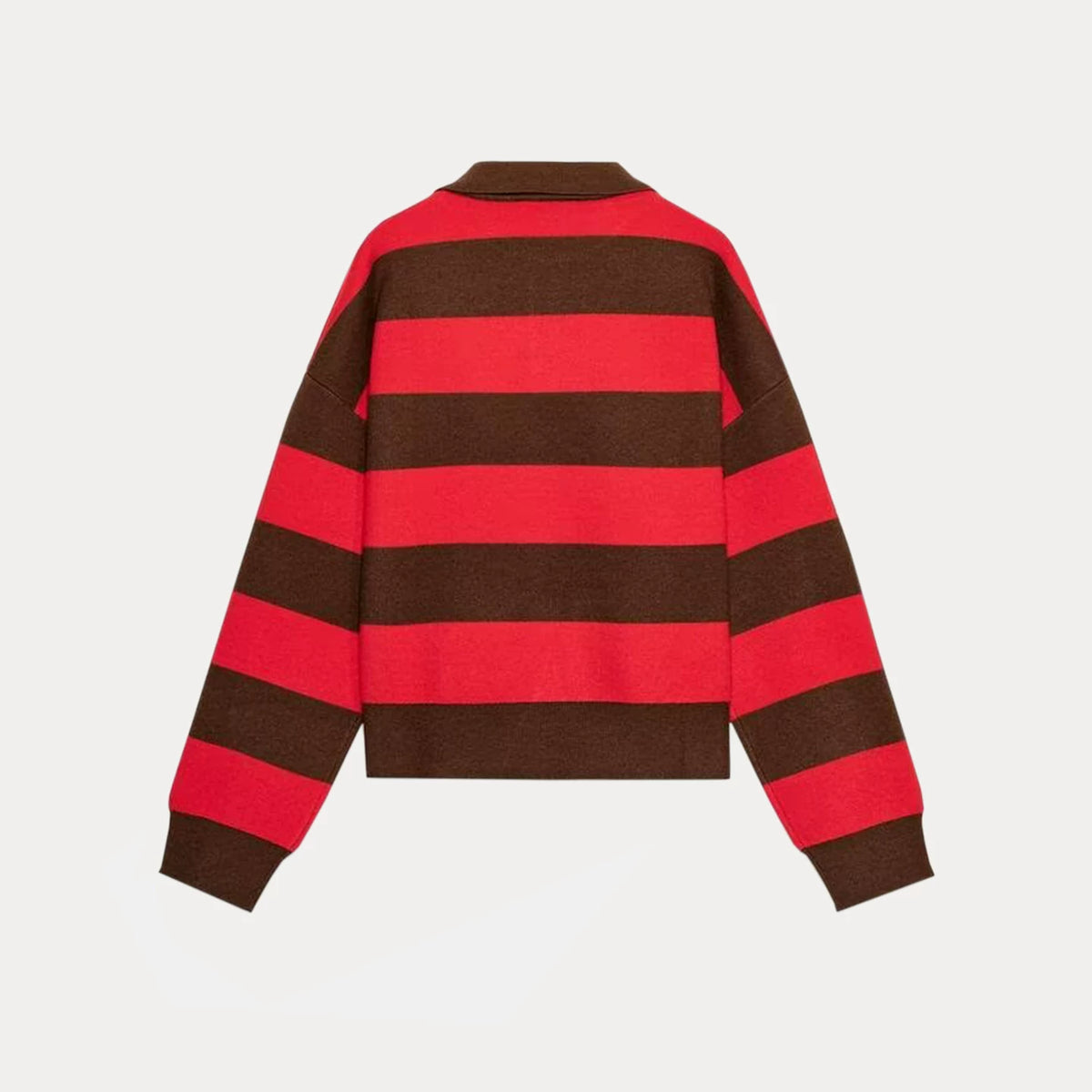 Long-Sleeve Striped Knit Polo