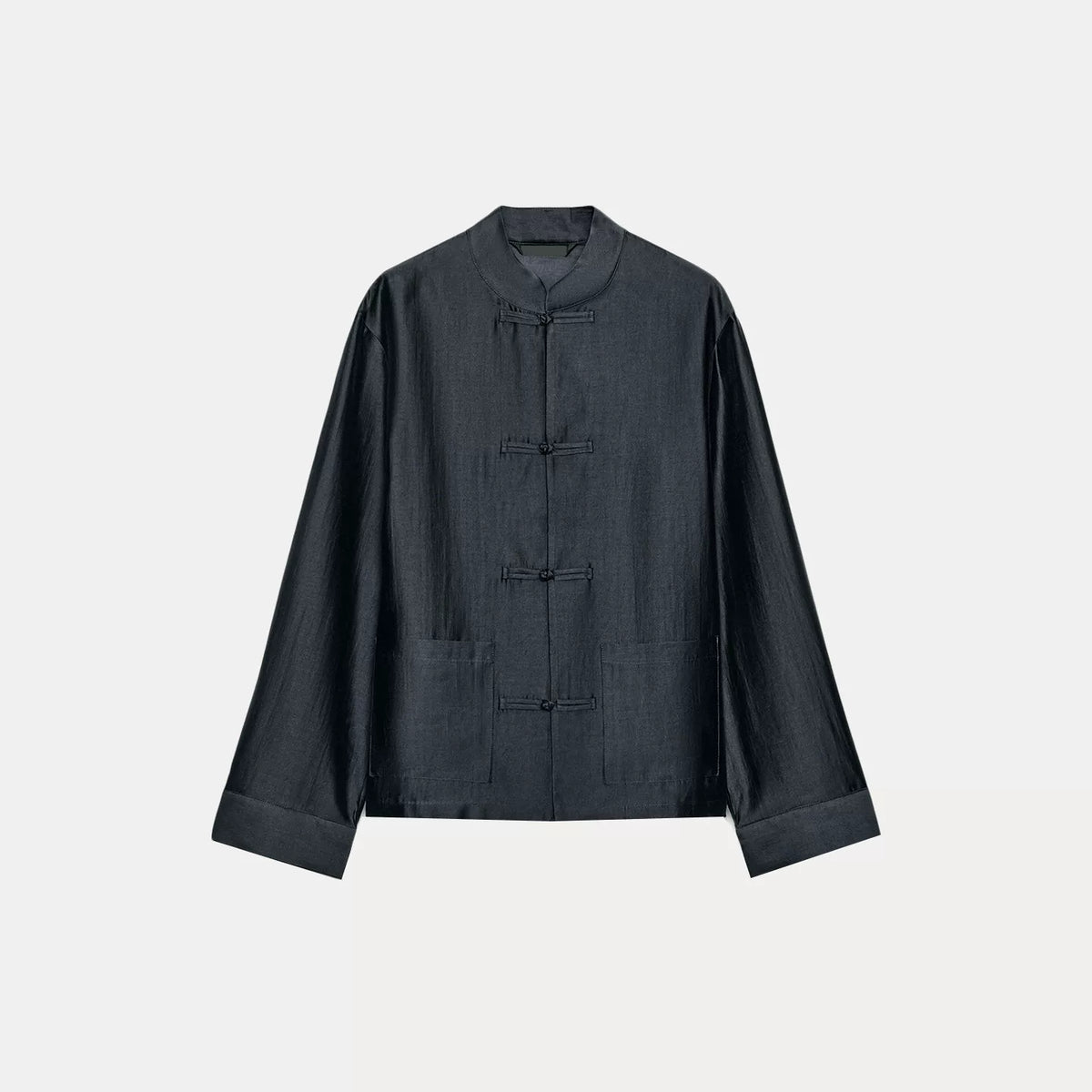 Knot-Button Round Neck Blouse