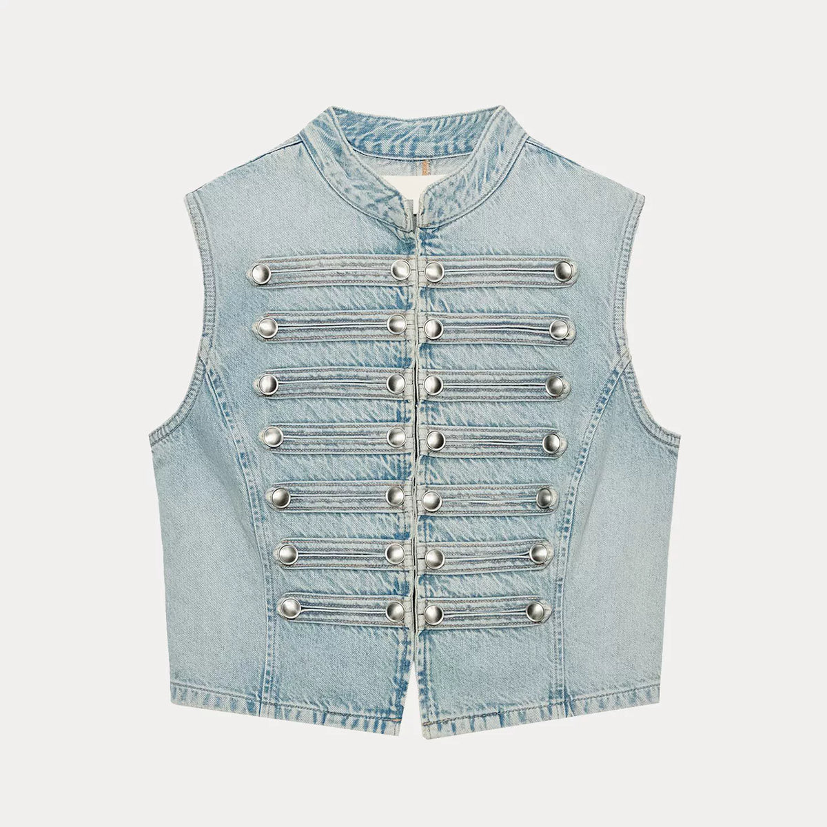 Button-Detail Denim Vest