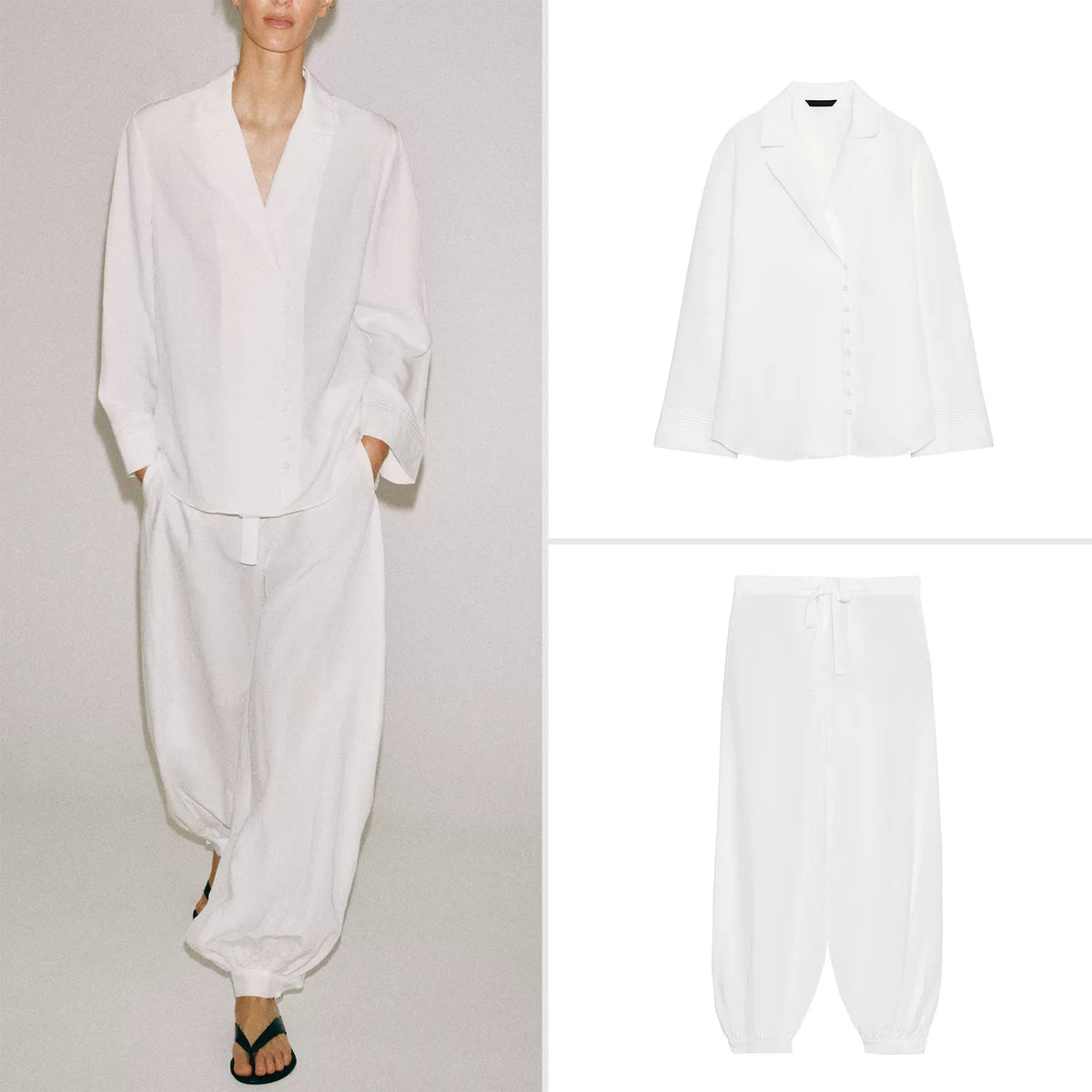 Button-Up Shirt and Lantern Trousers Set