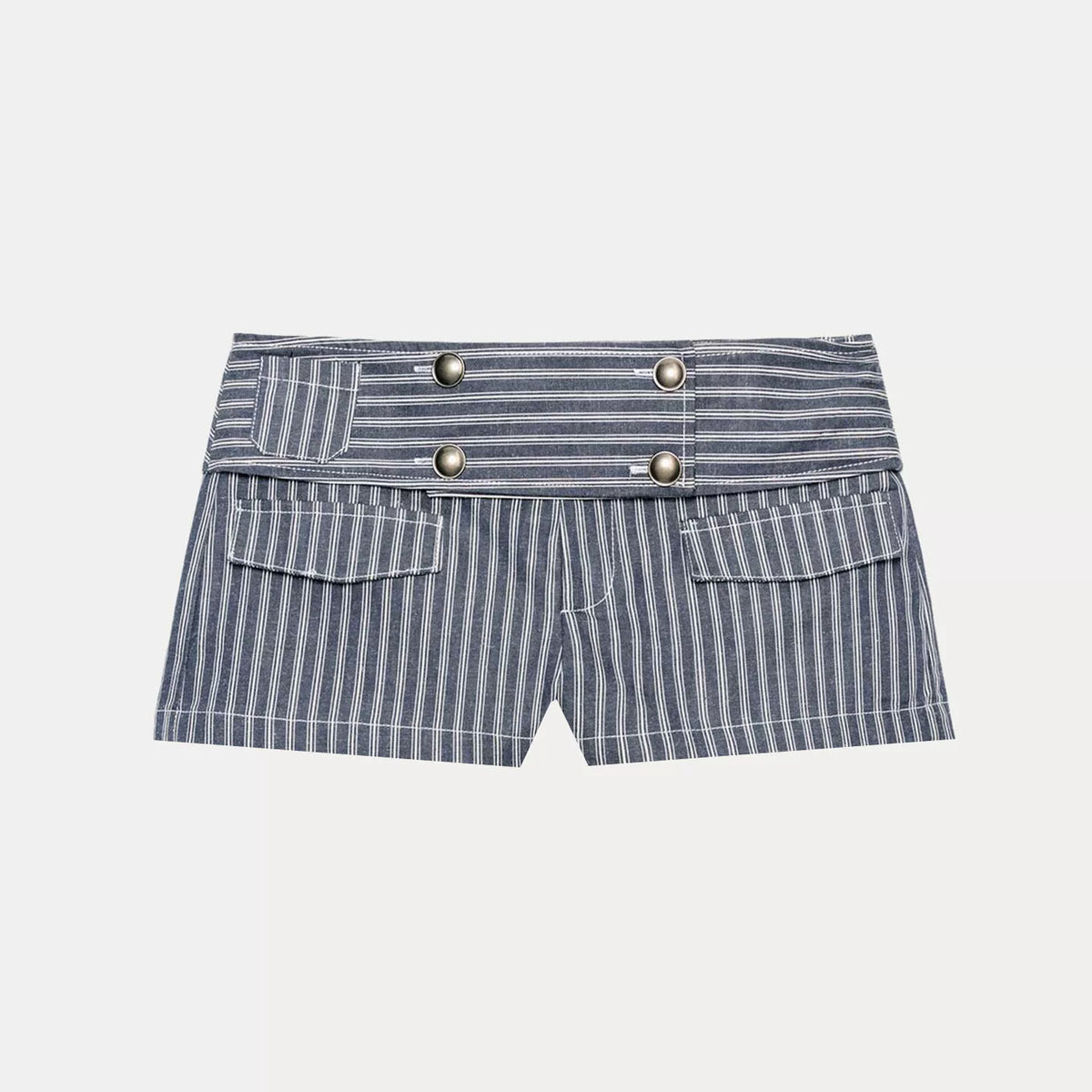 Striped Button Top and Mini Shorts Set