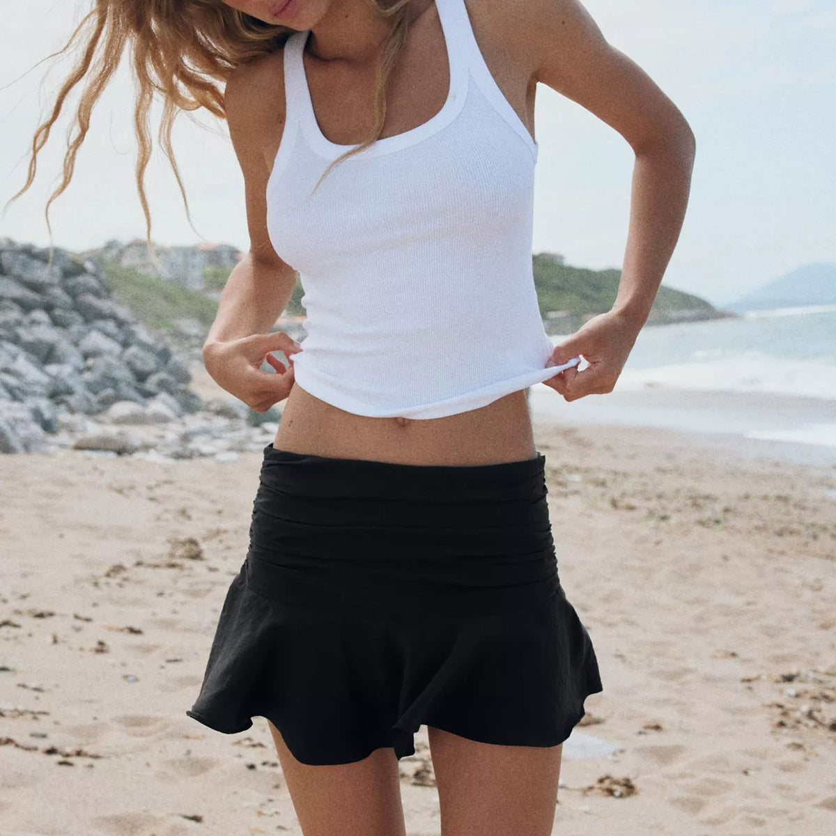 Tiered Pleated Culotte Skirt