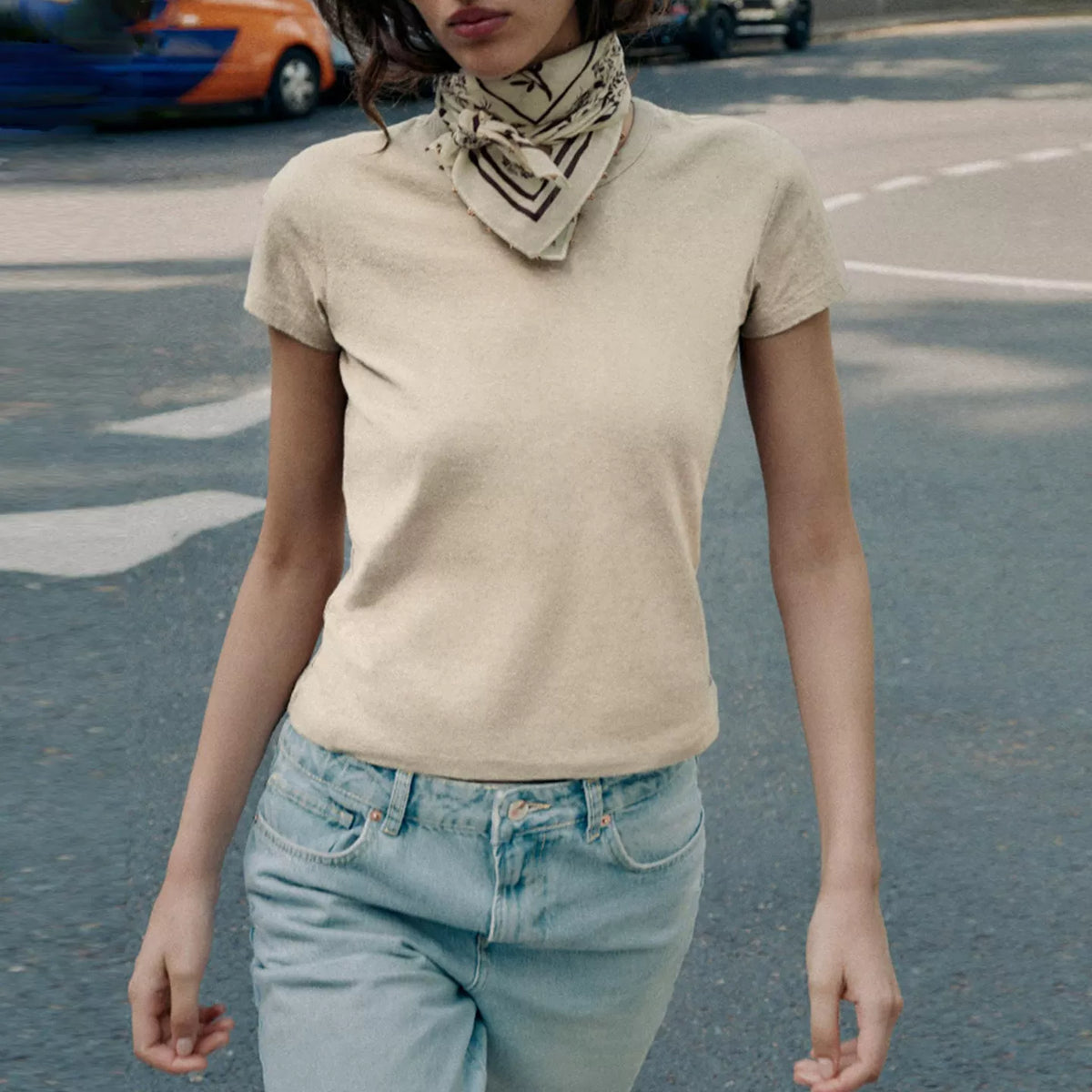 Straight-Cut Crew Neck T-Shirt