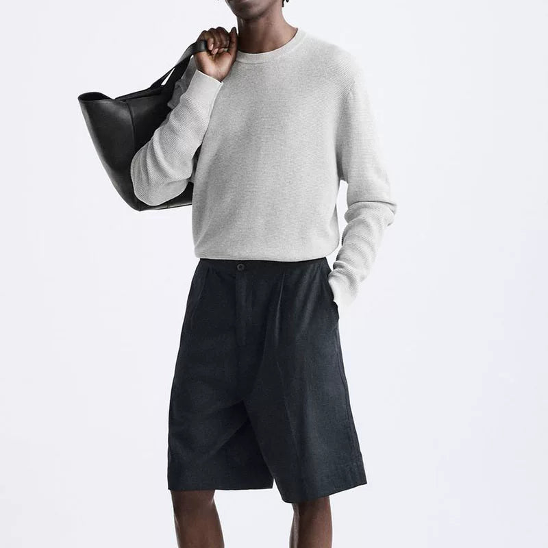 Textured Crew Neck Sweater