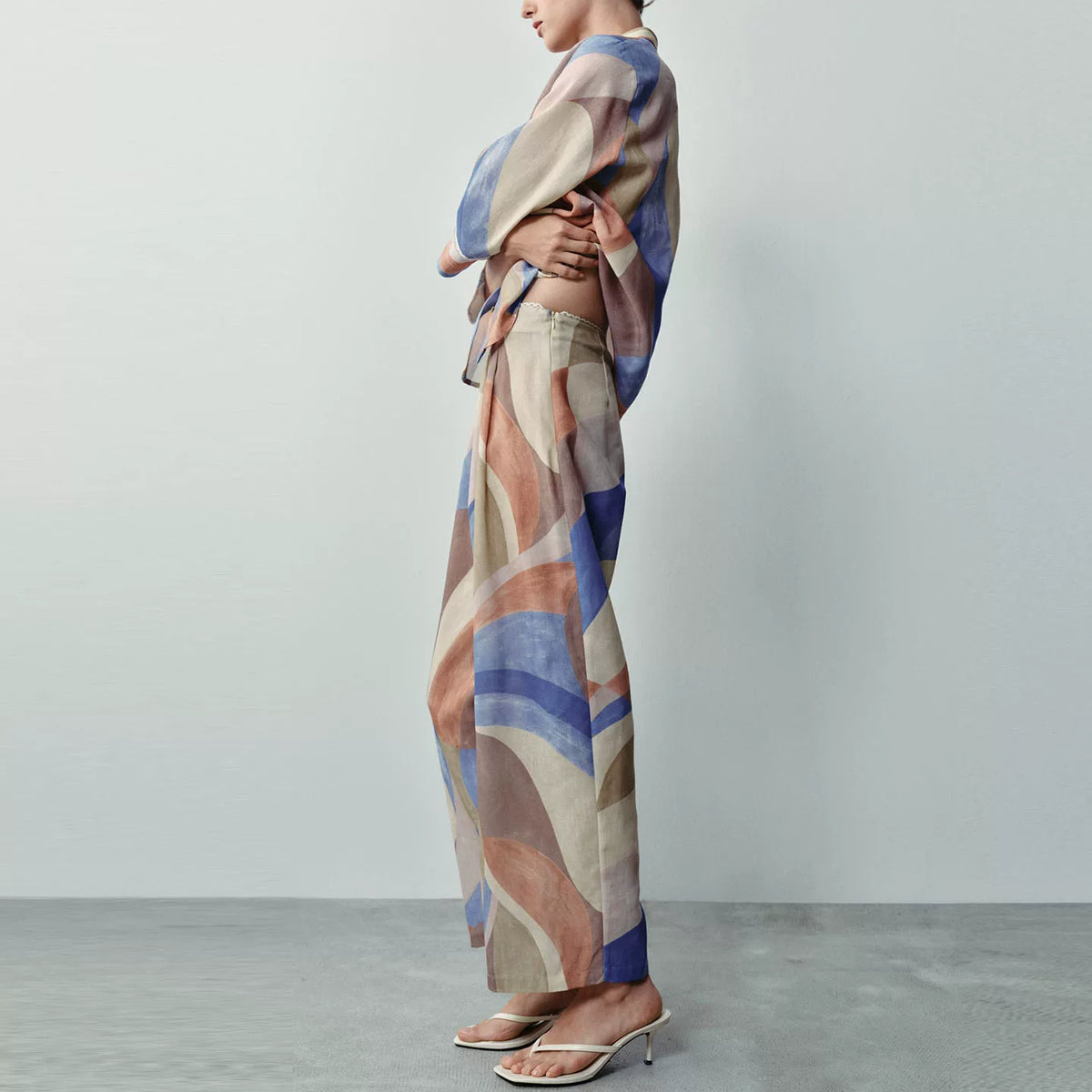 Floral Shirt and Wide-Leg Trouser Set