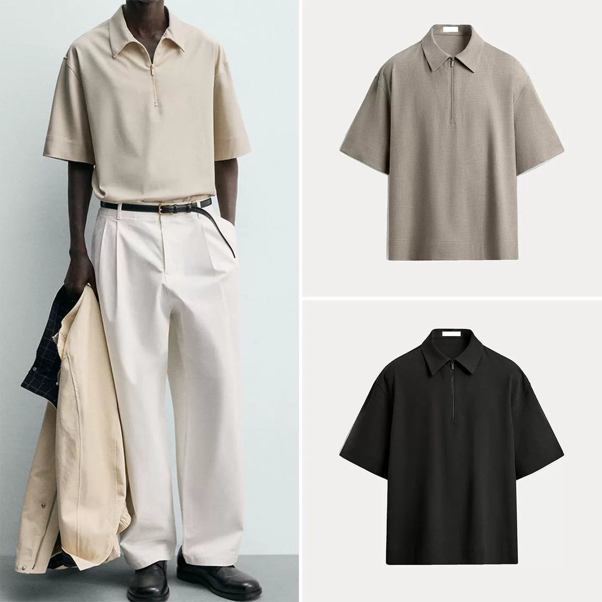 Zip Short-Sleeve Polo Shirt