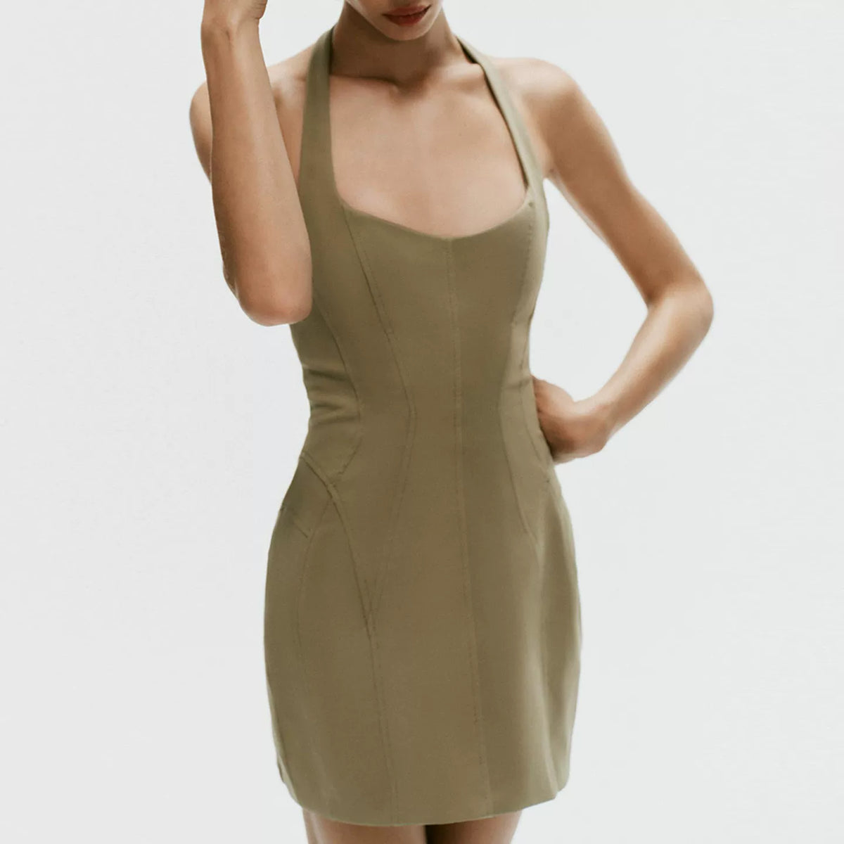 Stretch Halter Neck Mini Dress