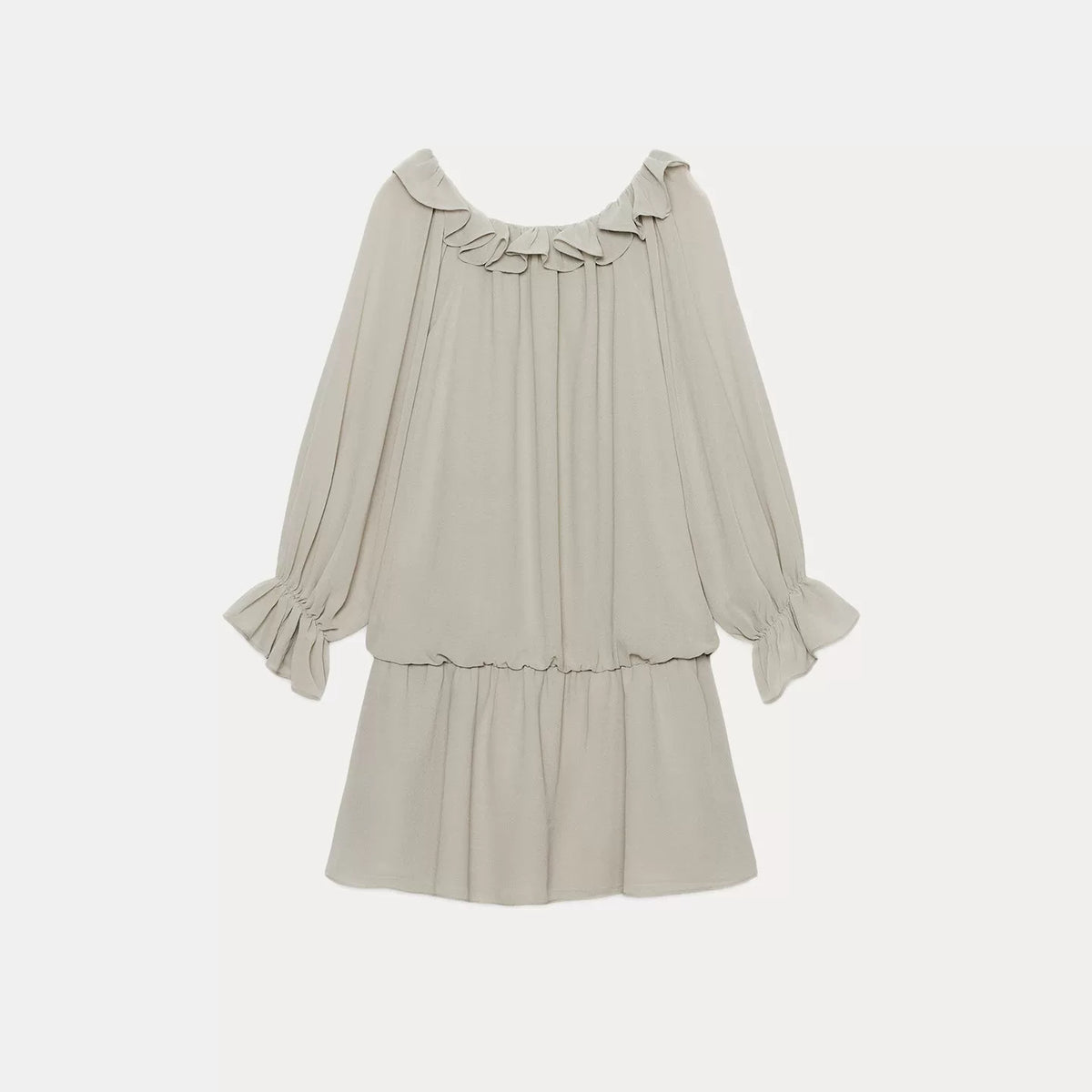 Sheen Long-Sleeve Crew Neck Dress