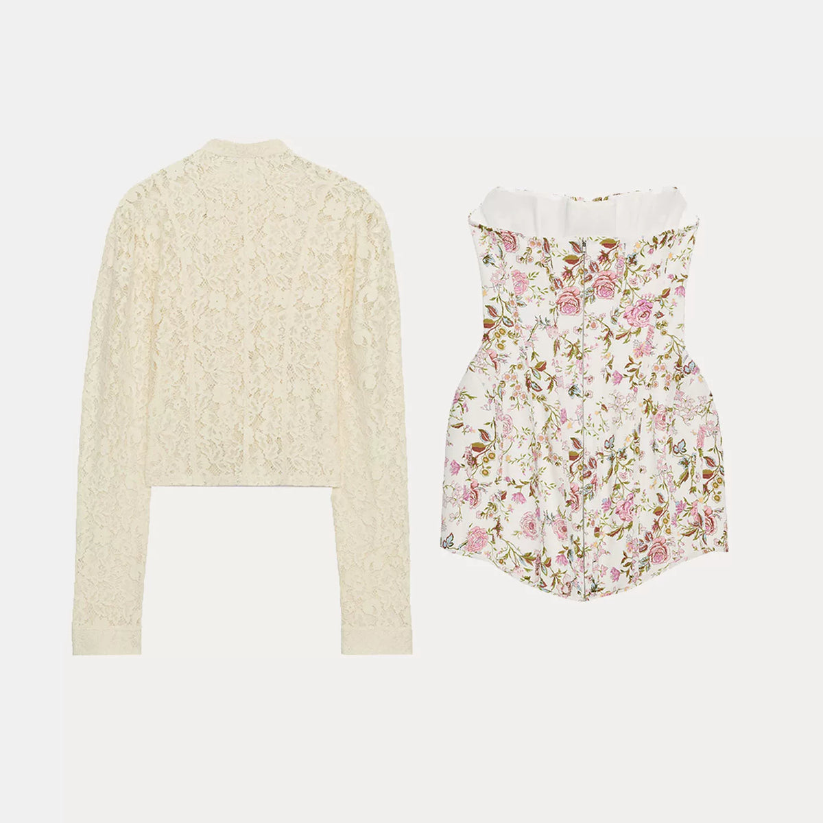 Lace Jacket and Floral Dress Set