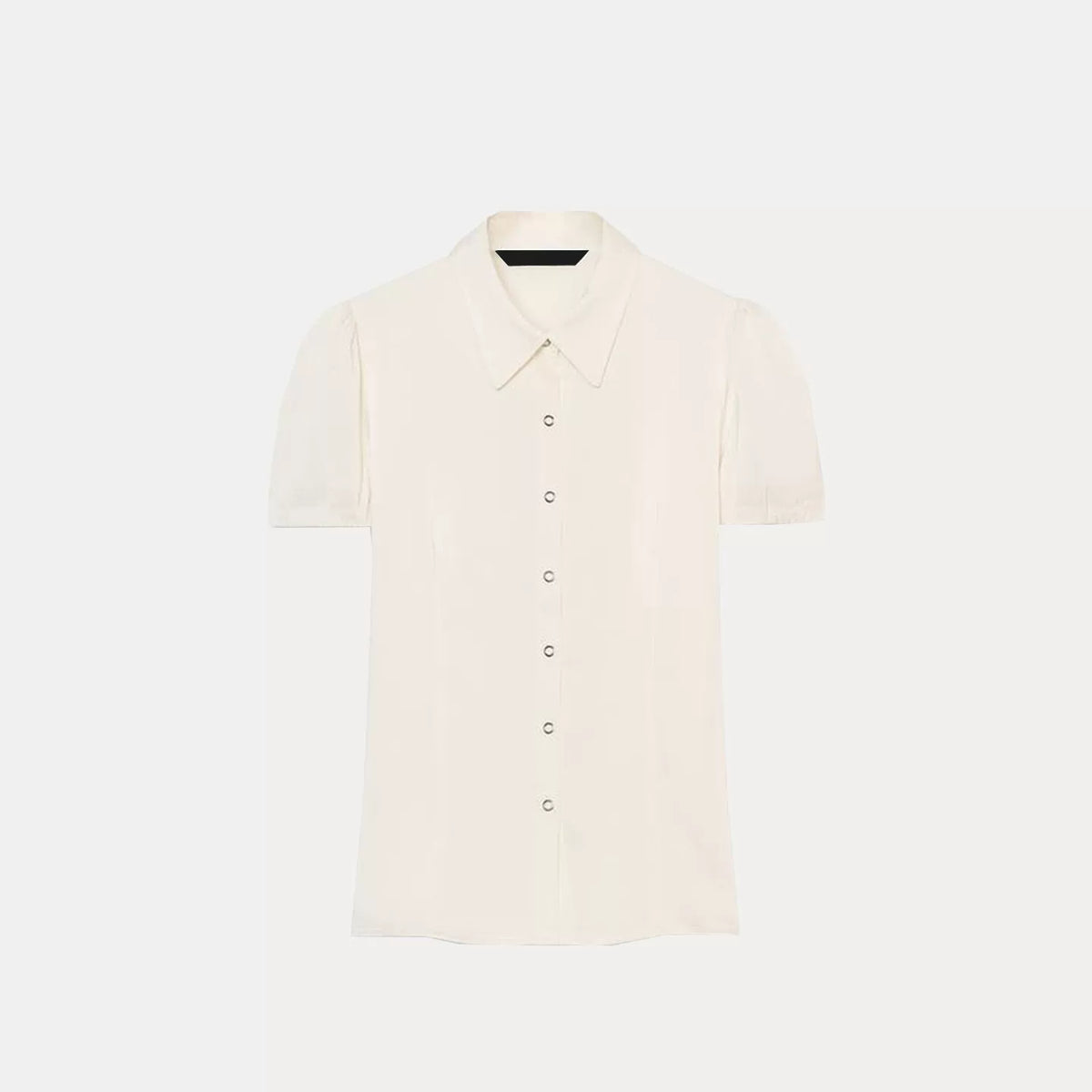 Puff-Sleeve Collared Shirt