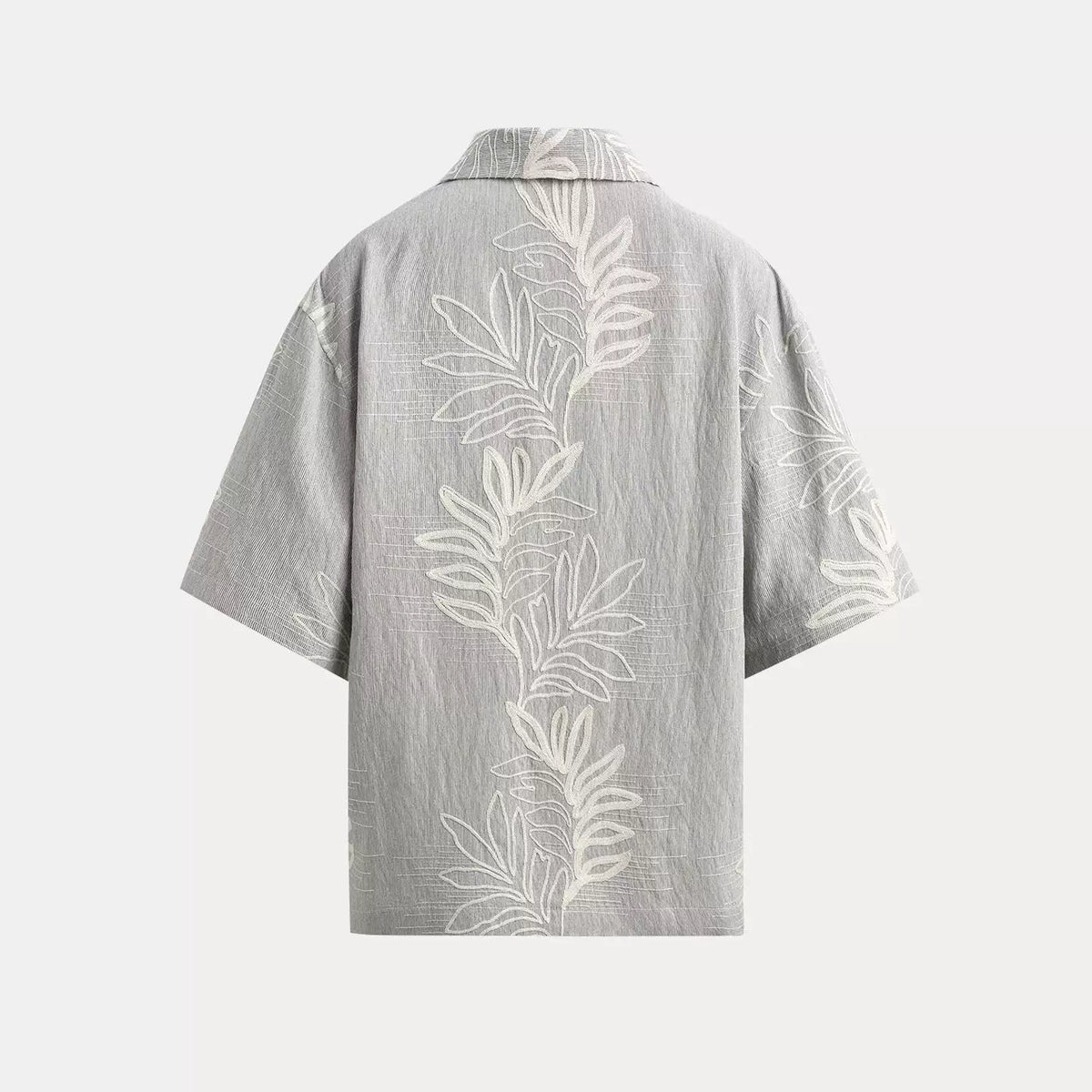 Jacquard Leaf Embroidered Short-Sleeve Shirt