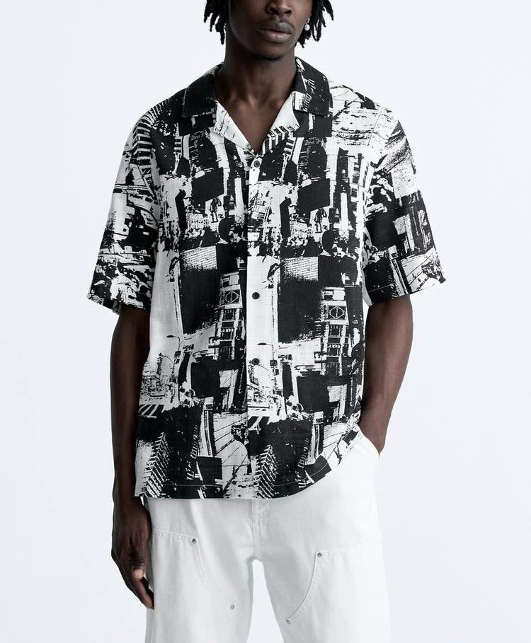 Abstract Print Short-Sleeve Shirt