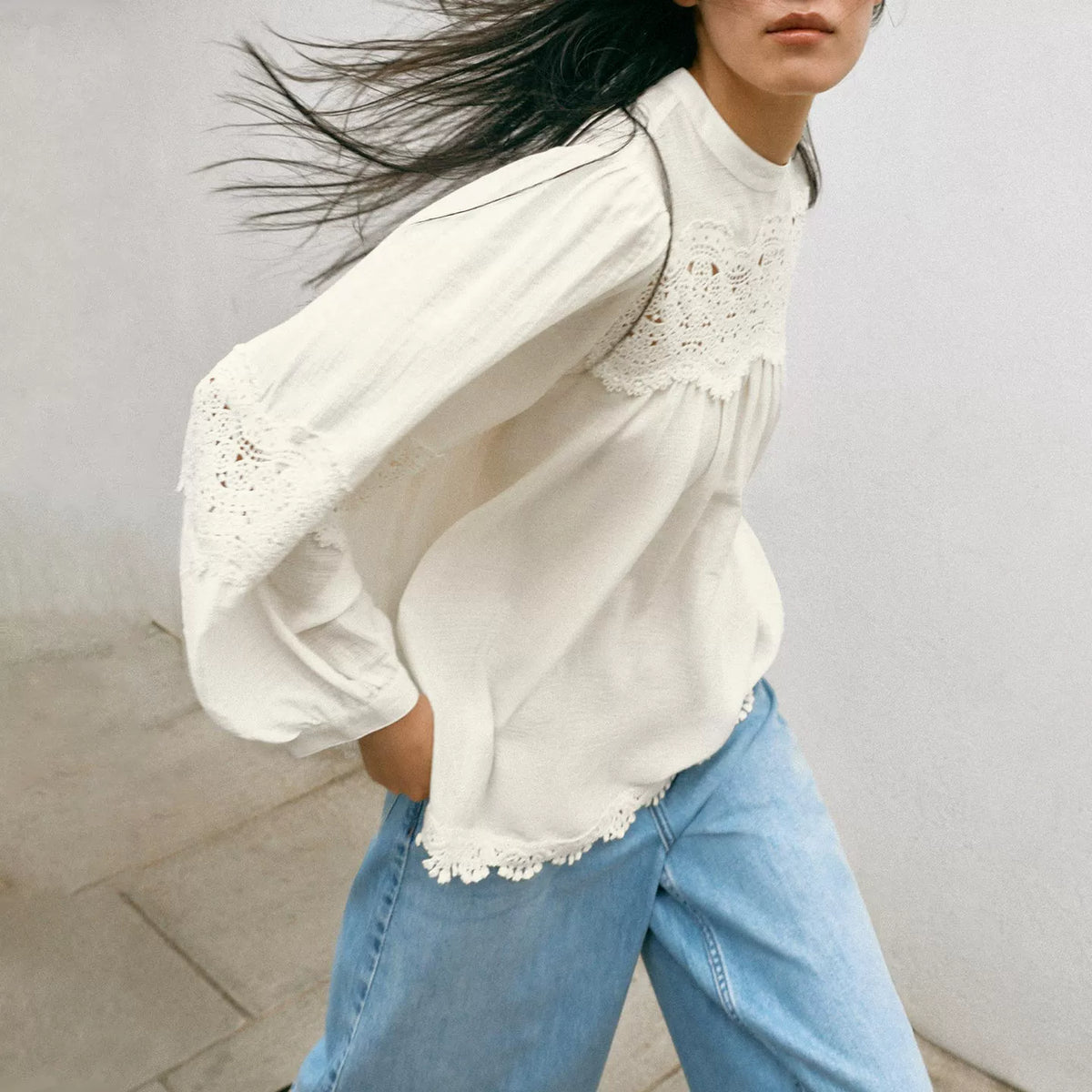Romantic Lace Long-Sleeve Shirt