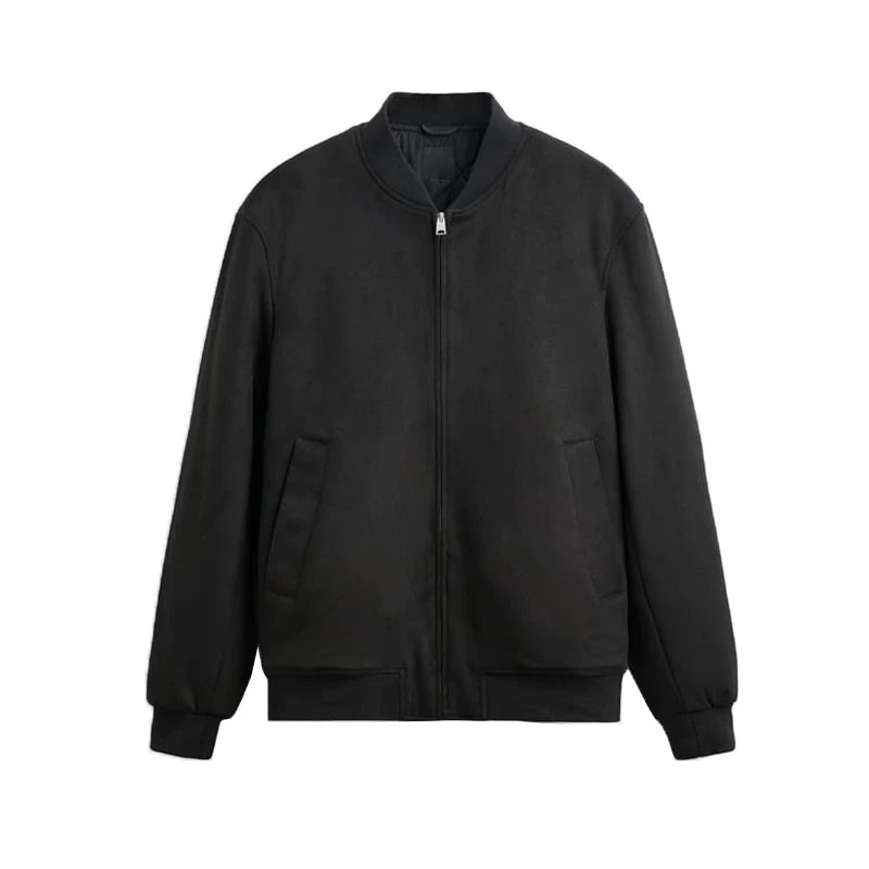 Suede-Effect Stand Collar Jacket