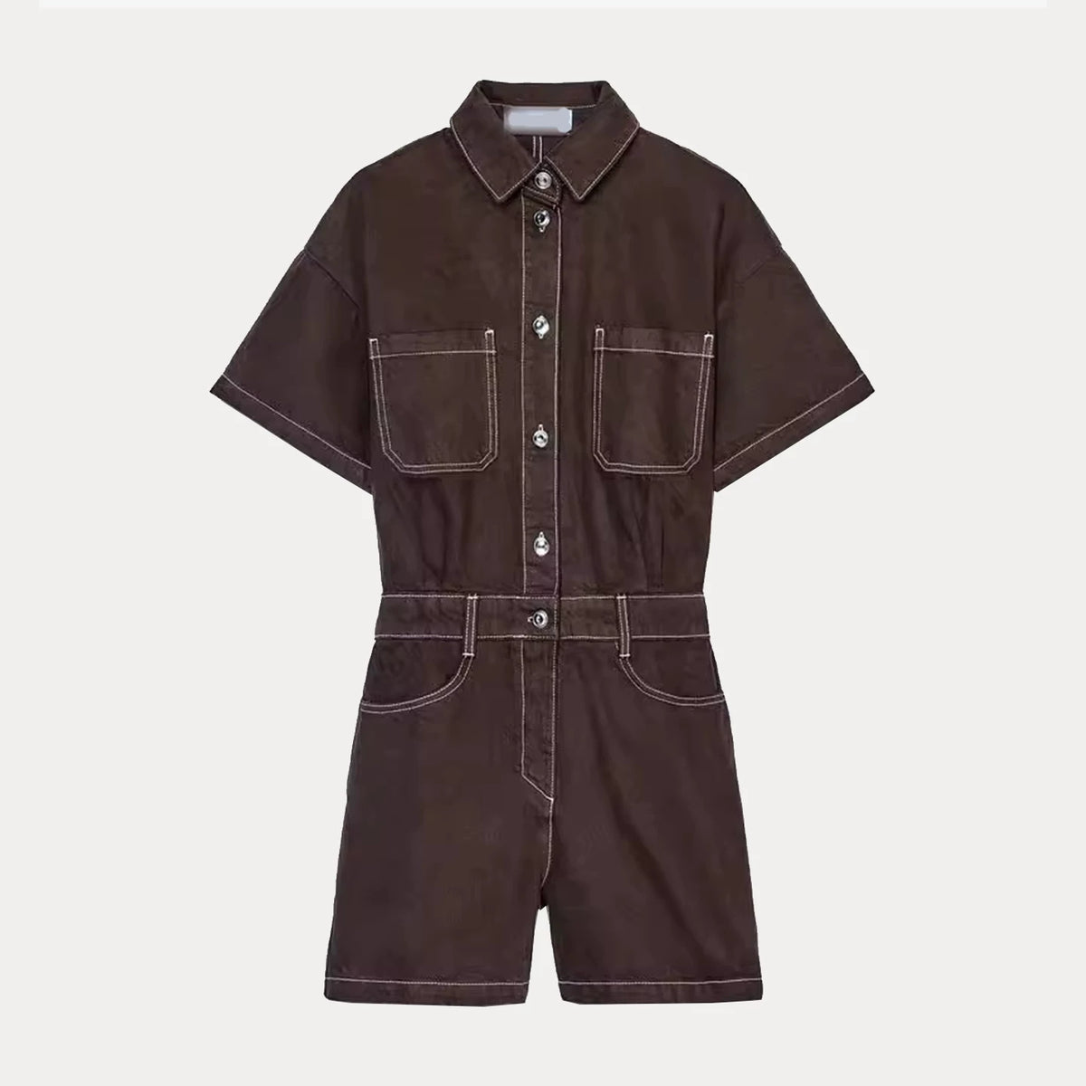 Denim Short-Leg Jumpsuit
