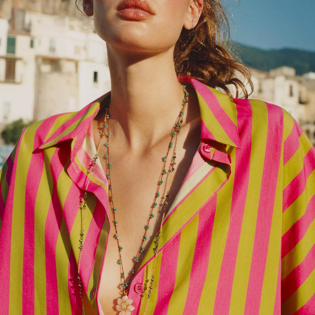 Striped Rolled-Cuff Short-Sleeve Shirt