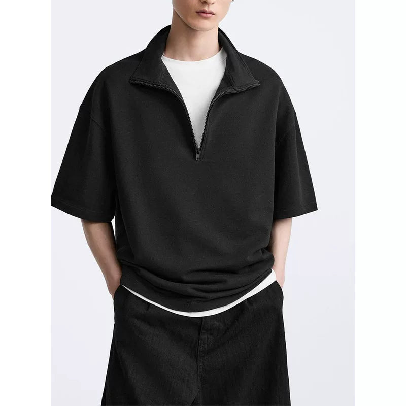 Boxy Half-Zip Funnel Neck Sweatshirt